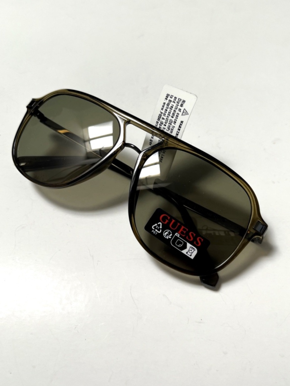 New GUESS Aviator Sunglasses GO00099 Double Bridge Acetate Olive Green - Picture 7 of 7